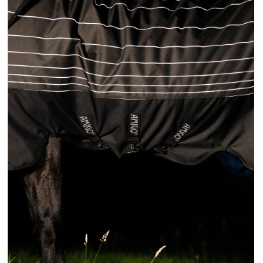 Capa Horseware Amigo 1200D FieldSafe Reflectech Plus Turnout 100g Preto / preto refletor
