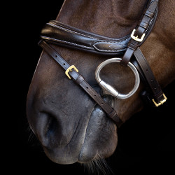 Brideira Imperial Riding com muserola inglesa curva Castanho Brideira Imperial Riding com muserola inglesa curva Castanho