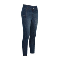 Calças de equitação Euro-Star Classic Slim denim para mulher Azul denim escuro