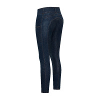 Calças de equitação Euro-Star Classic Slim denim para mulher Azul denim escuro