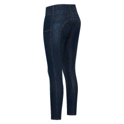 Calças de equitação Euro-Star Classic Slim denim para mulher Azul denim escuro