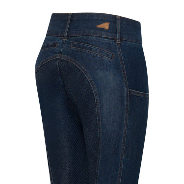 Calças de equitação Euro-Star Classic Slim denim para mulher Azul denim escuro