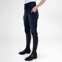Calças de equitação Euro-Star Classic Slim denim para mulher Azul denim escuro