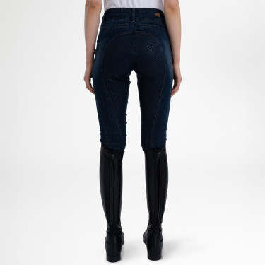 Calças de equitação Euro-Star Classic Slim denim para mulher Azul denim escuro