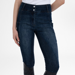 Calças de equitação Euro-Star Classic Slim denim para mulher Azul denim escuro