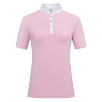 Polo de concurso de mangas curtas Imperial Riding Basic glam feminino Algodão doce Rosa