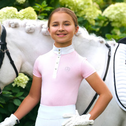 Pólo de concurso de mangas curtas Imperial Riding Basic Glam Kids Algodão doce Rosa