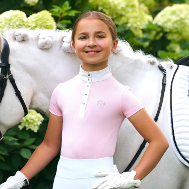 Pólo de concurso de mangas curtas Imperial Riding Basic Glam Kids Algodão doce Rosa