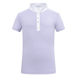 Pólo de concurso de mangas curtas Imperial Riding Basic Glam Kids Glicina Violeta