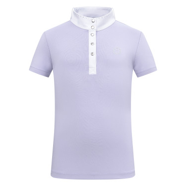 Pólo de concurso de mangas curtas Imperial Riding Basic Glam Kids Glicina Violeta
