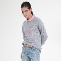 Pulôver HV Polo Jordyn feminino Cinza mesclado Cinzento