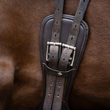 Cilha de dressage Imperial Riding anatómica com fivelas de rolete Castanho escuro
