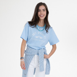 T-shirt de manga curta HV Polo Natalie mulher Azul-pó