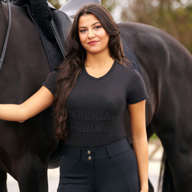 T-shirt de manga curta Imperial Riding Tasha para mulher Preto