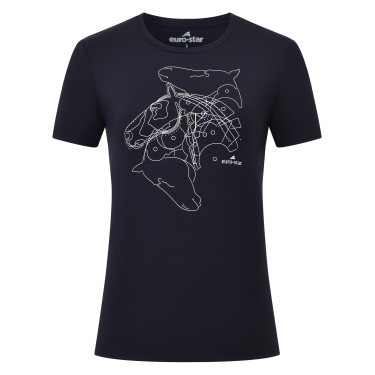 Top de mangas curtas Euro-Star Amelia feminino Preto
