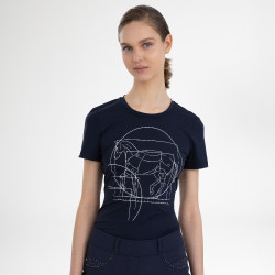 Top de manga curta Euro-Star Mira feminino Marinho Azul-marinho
