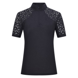 Top de manga curta Imperial Riding Breeze para mulher Preto