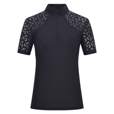 Top de manga curta Imperial Riding Breeze para mulher Preto