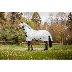 Máscara anti-moscas Horseware Mio sem orelhas Cinza lunar / marinho Castanho