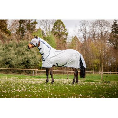 Máscara anti-moscas Horseware Mio sem orelhas Cinza lunar / marinho Castanho