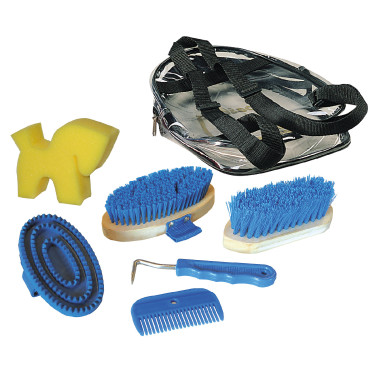 Kit de limpeza com 7 peças em mochila Kerbl Azul