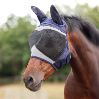 Máscara anti-moscas Shires FlyGuard Pro de malha fina com orelhas Marinho Azul-marinho