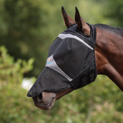 Máscara anti-moscas Shires FlyGuard Pro malha fina com passagem para orelhas e nariz Jais