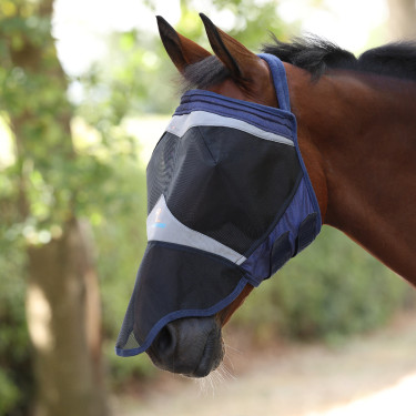 Máscara anti-moscas Shires FlyGuard Pro Fine Mesh sem orelhas com nariz Marinho Azul-marinho Máscara anti-moscas Shires FlyGuard Pro Fine Mesh sem orelhas com nariz Marinho Azul-marinho