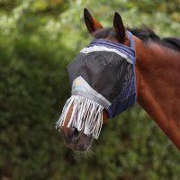 Máscara anti-moscas Shires FlyGuard Pro Fine Mesh sem orelhas com nariz e franjas Marinho Azul-marinho Máscara anti-moscas Shires FlyGuard Pro Fine Mesh sem orelhas com nariz e franjas Marinho Azul-marinho