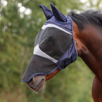 Máscara anti-moscas Shires FlyGuard Pro Fine Mesh com orelhas e nariz Marinho Azul-marinho Máscara anti-moscas Shires FlyGuard Pro Fine Mesh com orelhas e nariz Marinho Azul-marinho