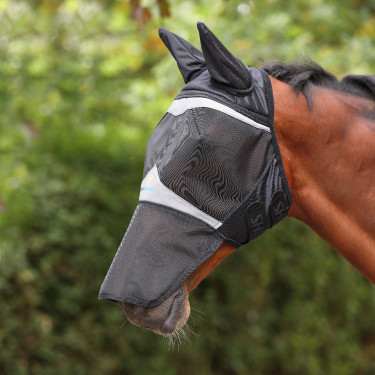 Máscara anti-moscas Shires FlyGuard Pro Fine Mesh com orelhas e nariz quadrado Jais