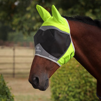Máscara anti-moscas Hi-Viz Shires FlyGuard Pro Fine Mesh com orelhas Amarelo