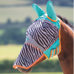 Máscara anti-moscas Shires FlyGuard Pro ZEB-TEK Estampa de zebra