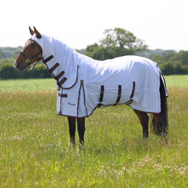 Capa anti-moscas integral Shires Highlander Plus Branco / preto cereja