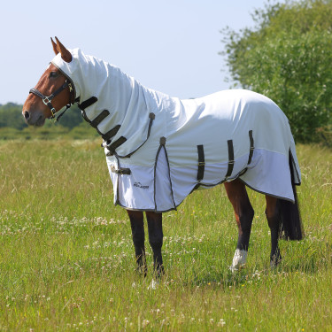 Capa anti-moscas integral Shires Highlander Plus Sun Shade Branco