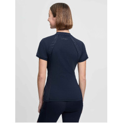 Base Layer LeMieux em tecido mesh Lisa mulher de manga curta Marinho Azul-marinho