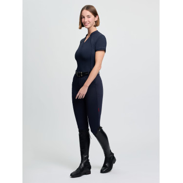Base Layer LeMieux em tecido mesh Lisa mulher de manga curta Marinho Azul-marinho