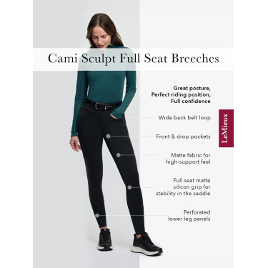 Calças de equitação LeMieux com fundo de silicone Cami Sculpt feminino Preto