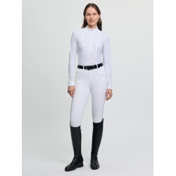 Polo de concurso LeMieux de manga comprida Arielle para mulher Branco
