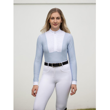 Polo de concurso LeMieux de manga comprida Arielle para mulher Névoa Azul Polo de concurso LeMieux de manga comprida Arielle para mulher Névoa Azul