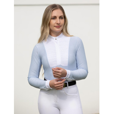 Polo de concurso LeMieux de manga comprida Arielle para mulher Névoa Azul Polo de concurso LeMieux de manga comprida Arielle para mulher Névoa Azul