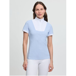 Polo de concurso LeMieux plissado de mangas curtas Sophia para mulher Névoa Azul
