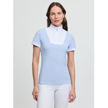 Polo de concurso LeMieux plissado de mangas curtas Sophia para mulher Névoa Azul