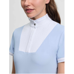 Polo de concurso LeMieux plissado de mangas curtas Sophia para mulher Névoa Azul