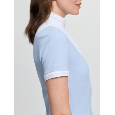 Polo de concurso LeMieux plissado de mangas curtas Sophia para mulher Névoa Azul