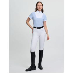 Polo de concurso LeMieux plissado de mangas curtas Sophia para mulher Névoa Azul
