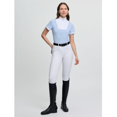 Polo de concurso LeMieux plissado de mangas curtas Sophia para mulher Névoa Azul