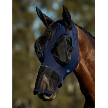 Máscara anti-moscas Weatherbeeta ComFiTec Luxe Stretch com orelhas e nariz Marinho / preto Azul