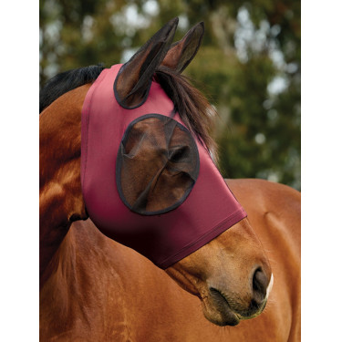 Máscara anti-moscas WeatherBeeta ComFiTec Deluxe Stretch com orelhas Bordô / preto Bord&amp;amp;amp;amp;amp;ocirc;