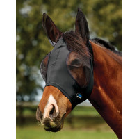 Máscara anti-moscas WeatherBeeta ComFiTec Deluxe Stretch com orelhas Preto / preto Máscara anti-moscas WeatherBeeta ComFiTec Deluxe Stretch com orelhas Preto / preto